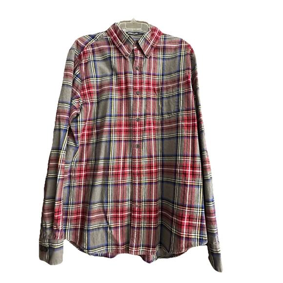 St Johns Bay Shirt Mens Sz M Brushed Flannel Red Plaid Soft Flannel Campcore Dad - Picture 1 of 7